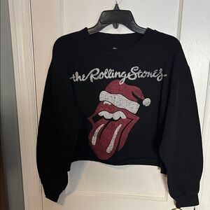 The Rolling Stones Black and Red Cropped Sweatshirt